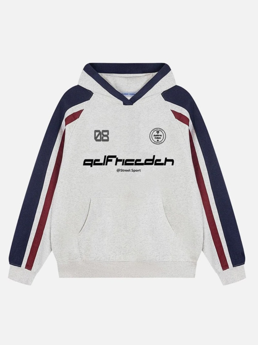 Aelfric Eden Colorblock Stripe Hoodie - White/Navy/Burgundy